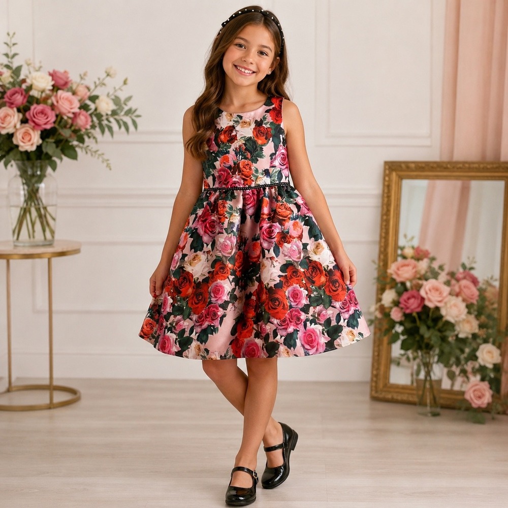 Pastourelle by Pippa & Julie Girls Floral Rose Party Dress Pink Red Size 14